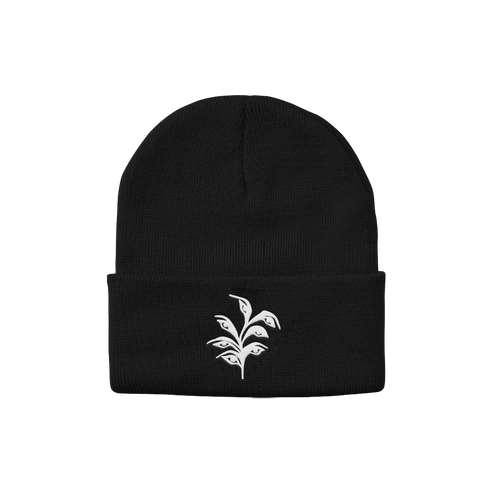 12" cuffed black beanie featuring the Plant Eyes design!  100% Acrylic