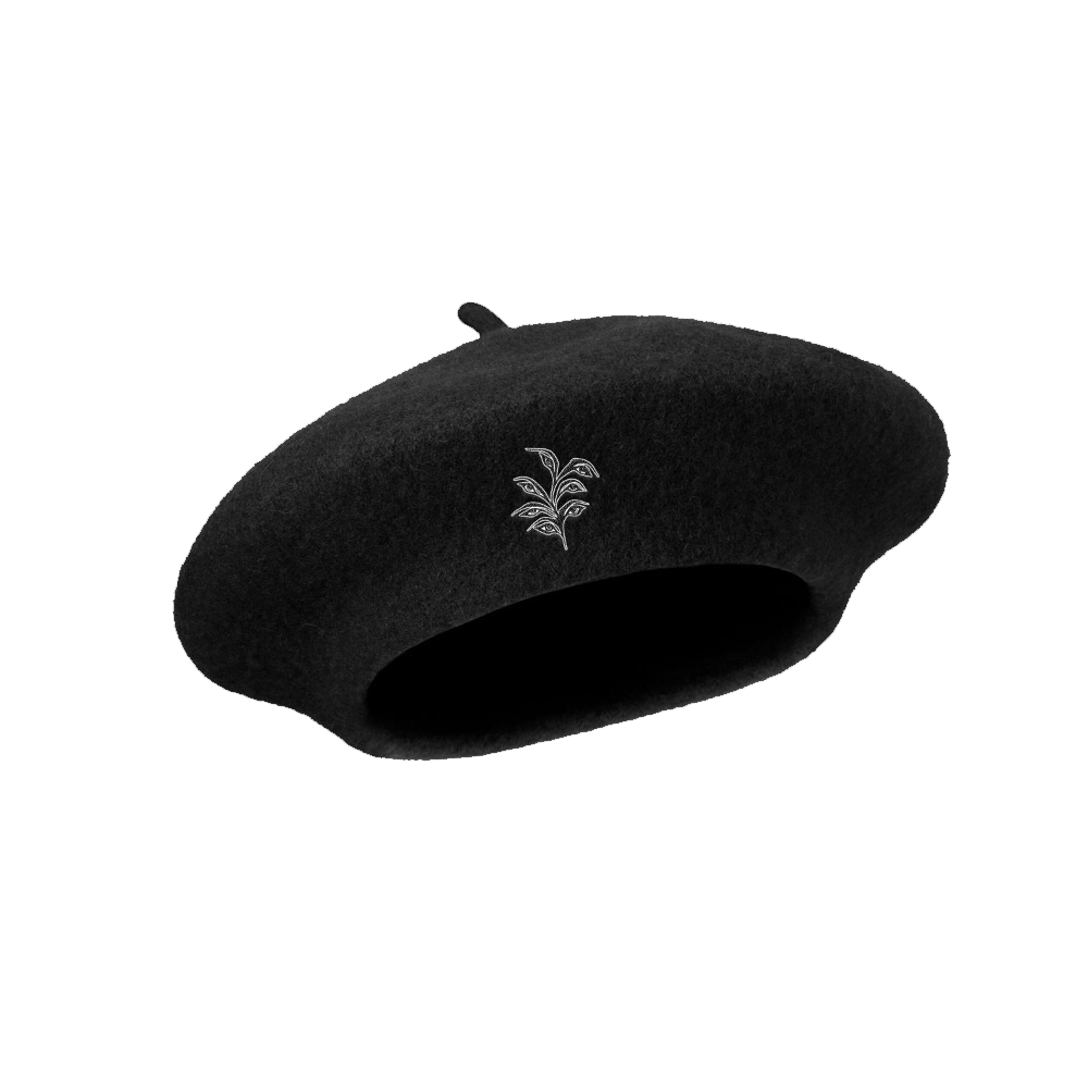 A classic black beret featuring the BANKS logo.