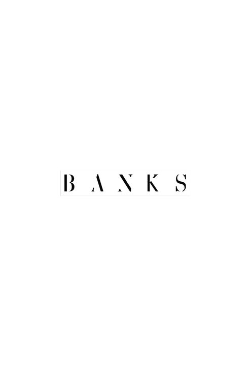 Banks writing black and white sticker product shot