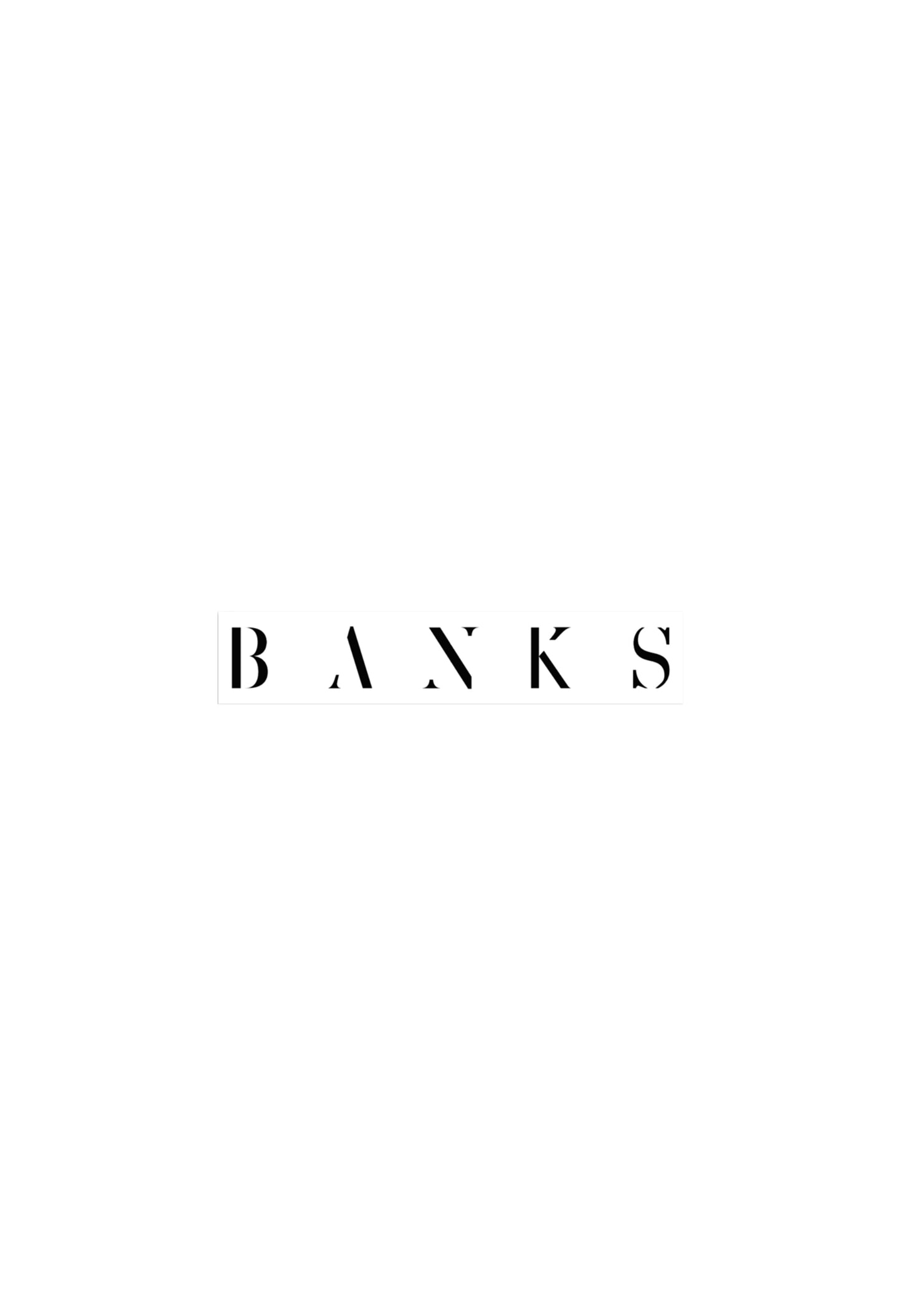 Banks writing black and white sticker product shot