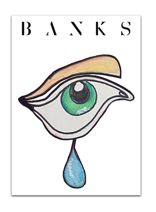 Eye crying drawing sticker product shot Banks