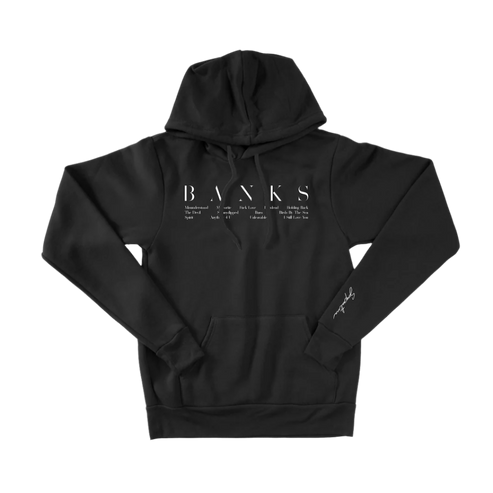 Serpentina tracklist chest design black hoodie front Banks